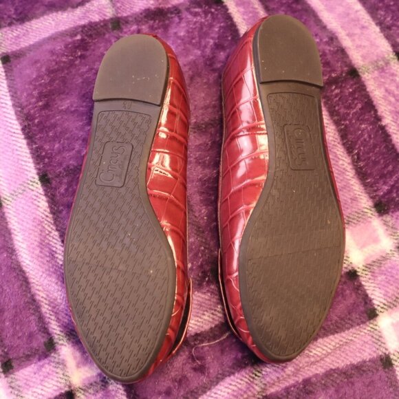 WINE ALLIGATOR FLATS 6.5 Sam Edelman Red Burgundy Bow Office Work Dressy Cute - Picture 8 of 10